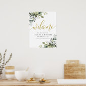 Eucalyptus Leaves Welkom bruiloft Sign Poster (Keuken)