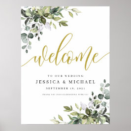 Eucalyptus Leaves Welkom bruiloft Sign Poster