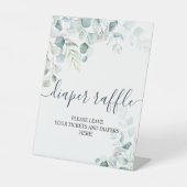 Eucalyptus leest Greenery Diaper Raffle Sign Reclamebord Met Voetstuk (Voorkant)
