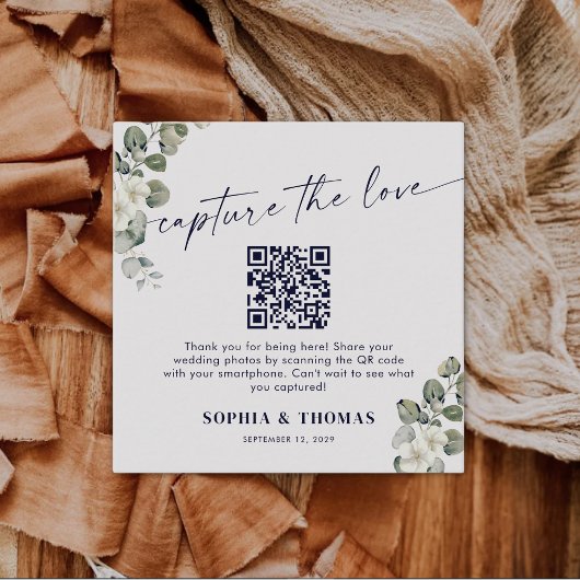 Eucalyptus legt de liefde QR-code trouwfoto's vast Informatiekaartje