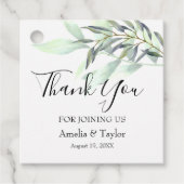 Eucalyptus lichtgroen gebladerte vierkant bedankjes labels (Voorkant)