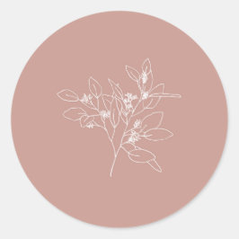 Eucalyptus lijntekening ronde sticker