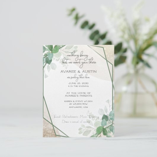 Eucalyptus Lijst Casual bruiloft Kaart (Staand voorkant)