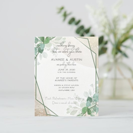 Eucalyptus Lijst Casual gewoon papier bruiloft (Staand voorkant)