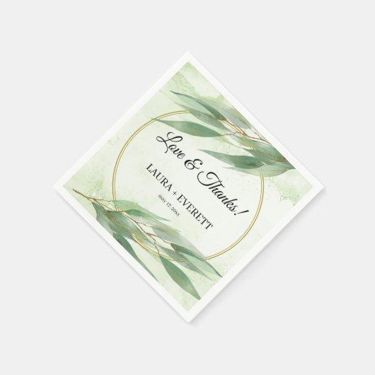 Eucalyptus Lijst Groen Goud Bladgroen Bruiloft Servet (Hoek)