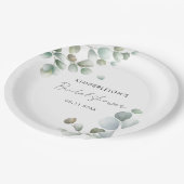 Eucalyptus Loof Script Bruiloft Feest Papieren Bordje (Gekanteld)