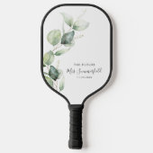 Eucalyptus Loof Script Bruiloftsborrel Pickleball Paddle (Achterkant)