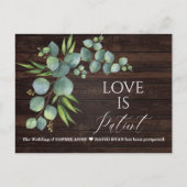 Eucalyptus Love is Patiënt Script Wedding Update Briefkaart (Voorkant)