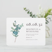 Eucalyptus Luxury Linen Wedding Save The Date (Staand voorkant)
