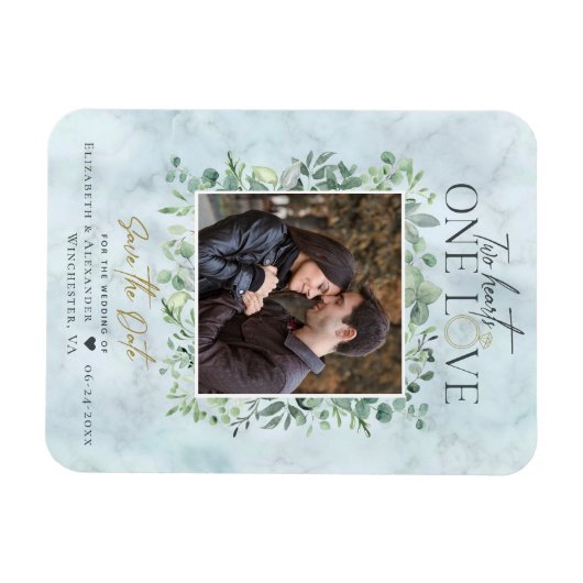Eucalyptus Marble Photo Weddenschap Save the Date Magneet (Horizontaal)