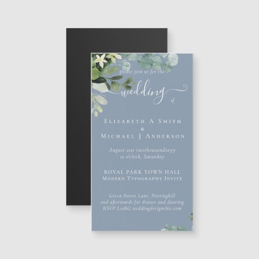 Eucalyptus Mariage Aquarelle verte Invitations (Devant / Derrière)