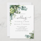 Eucalyptus Mariage Aquarelle verte Invitations (Devant)
