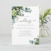 Eucalyptus Mariage Aquarelle verte Invitations (Debout devant)