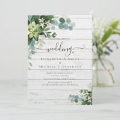 Eucalyptus Mariage Aquarelle verte Invitations (Debout devant)