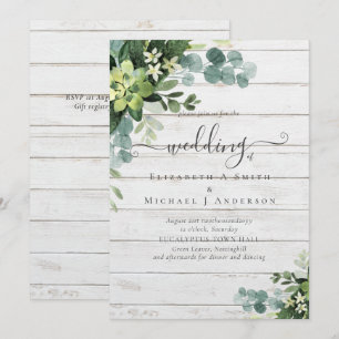 Eucalyptus Mariage Aquarelle verte Invitations