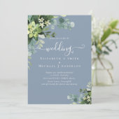 Eucalyptus Mariage Aquarelle verte Invitations (Debout devant)