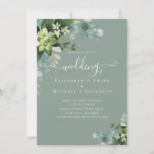 Eucalyptus Mariage Aquarelle verte Invitations (Devant)