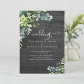Eucalyptus Mariage Aquarelle verte Invitations (Debout devant)