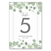 Eucalyptus Mariage d'aquarelle Numéro de table (Dos)