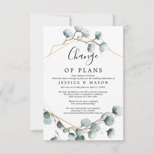 Eucalyptus Mariage de verdure repoussé Faire-part (Devant)