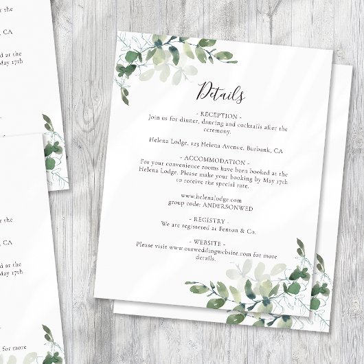 Eucalyptus Mariage Détails Carte de boîtier