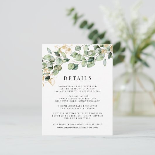 Eucalyptus Mariage Détails du client Carte de boît (Debout devant)
