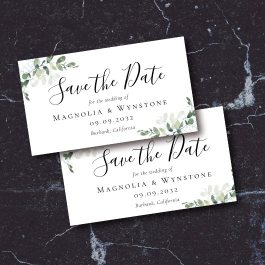 Eucalyptus Mariage Enregistrer La Date Carte Magné
