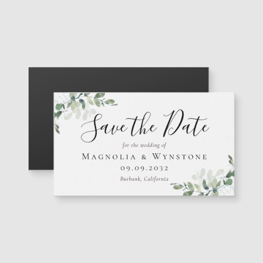 Eucalyptus Mariage Enregistrer La Date Carte Magné (Devant / Derrière)