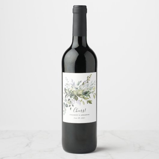 Eucalyptus Mariage Faveurs Vin Étiquette (Devant)
