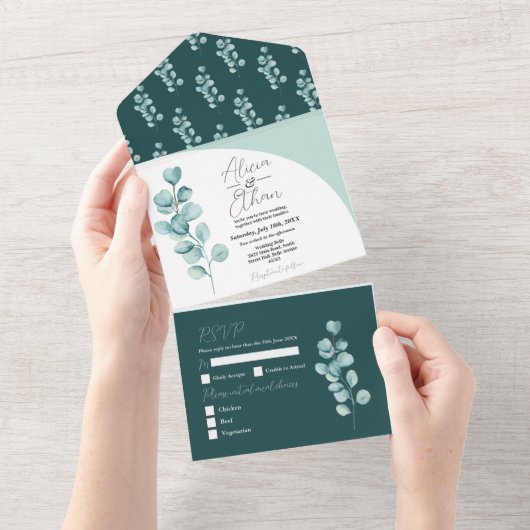 Eucalyptus Mariage Invitation & RSVP Feuilles de p (Déchirure)