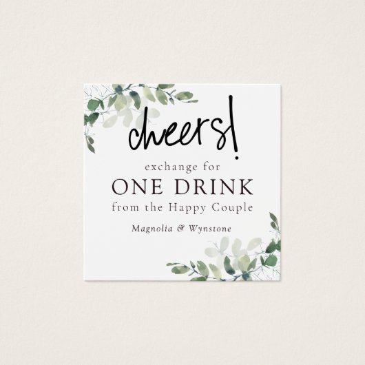 Eucalyptus Mariage jetons de boisson gratuits (Devant)