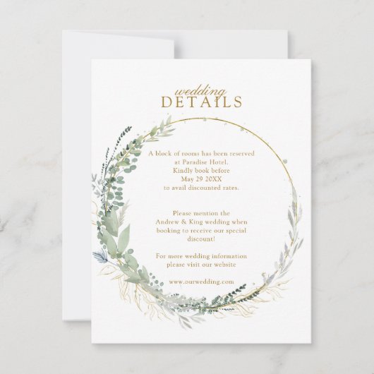 Eucalyptus Mariage moderne détails RSVP (Devant)