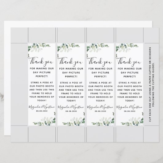 Eucalyptus Mariage Photo Booth Insérer Modèle (Devant / Derrière)