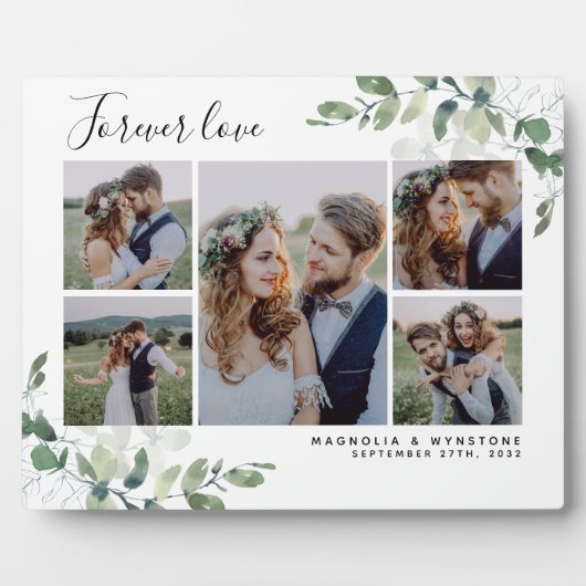 Eucalyptus Mariage Photo Collage Plaque de conserv (Devant)