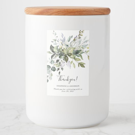 Eucalyptus Mariage Thankyou Food Étiquette Set (Devant)
