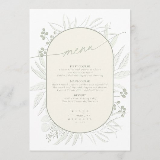 Eucalyptus Mariage Wreath Menu Ivory/Sage ID901 (Devant)