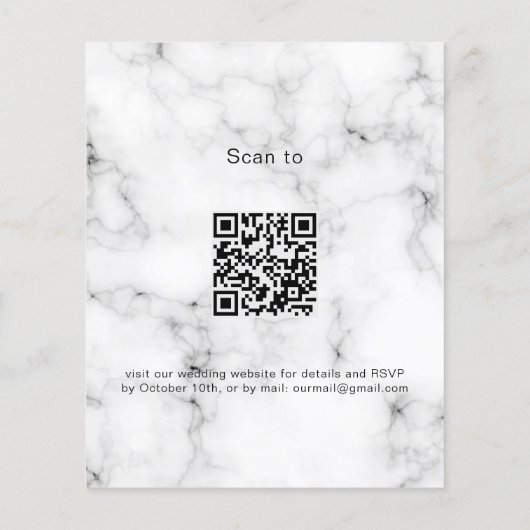 Eucalyptus marmer QR code bruiloft uitnodiging (Achterkant)
