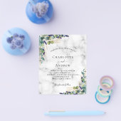 Eucalyptus marmer QR code bruiloft uitnodiging Flyer (Enkel)