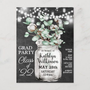 Eucalyptus Mason Jar Graduation 3 Photo Invitation