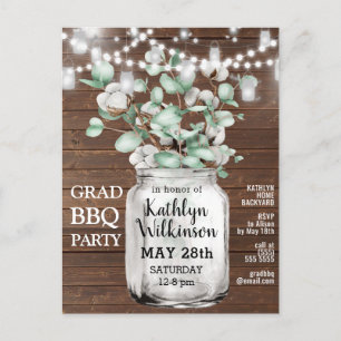 Eucalyptus Mason Jar Graduation Party Invitation