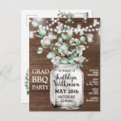 Eucalyptus Mason Jar Graduation Party Invitation (Devant / Derrière)