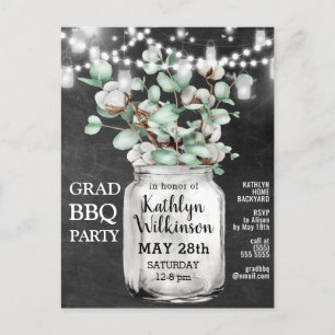 Eucalyptus Mason Jar Graduation Party Invitation Briefkaart