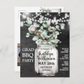 Eucalyptus Mason Jar Graduation Photo Invitation (Devant / Derrière)