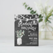Eucalyptus Mason Jar Photo Afstuderen Invitation Briefkaart (Staand voorkant)