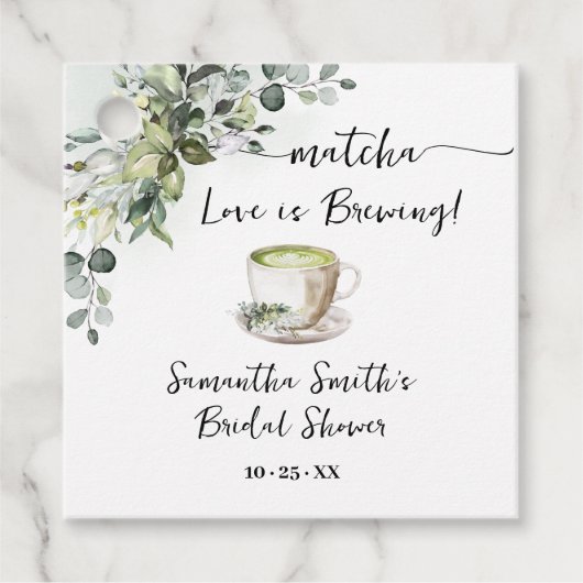 Eucalyptus Matcha Love is Brewing Tea Shower Bedankjes Labels (Voorkant)
