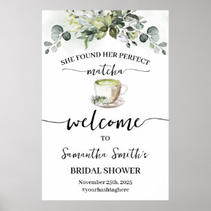 Eucalyptus Matcha Welkom Thee Bruidsborrel Bord Poster