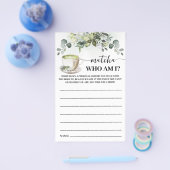 Eucalyptus Matcha Who am I Bridal Shower Game Card Flyer (Enkel)