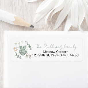 Eucalyptus meisje babyshower retouradreslabels etiket