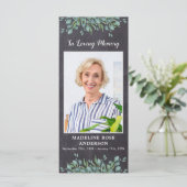 Eucalyptus Memorial Grey Slate Funeral Prayer Kaar (Staand voorkant)