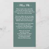 Eucalyptus Memorial Poem Funeral Prayer Bladwijzer (Achterkant)